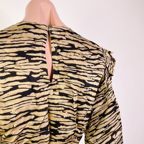 Rails Ora Canyon Abstract Print Long Sleeve Tie Waist Mini Dress Tan size M NEW - Picture 8 of 12